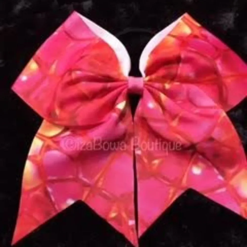 Pink Design Print Cheer Bow  CHRPNKDE  Handmade NWT Boutique